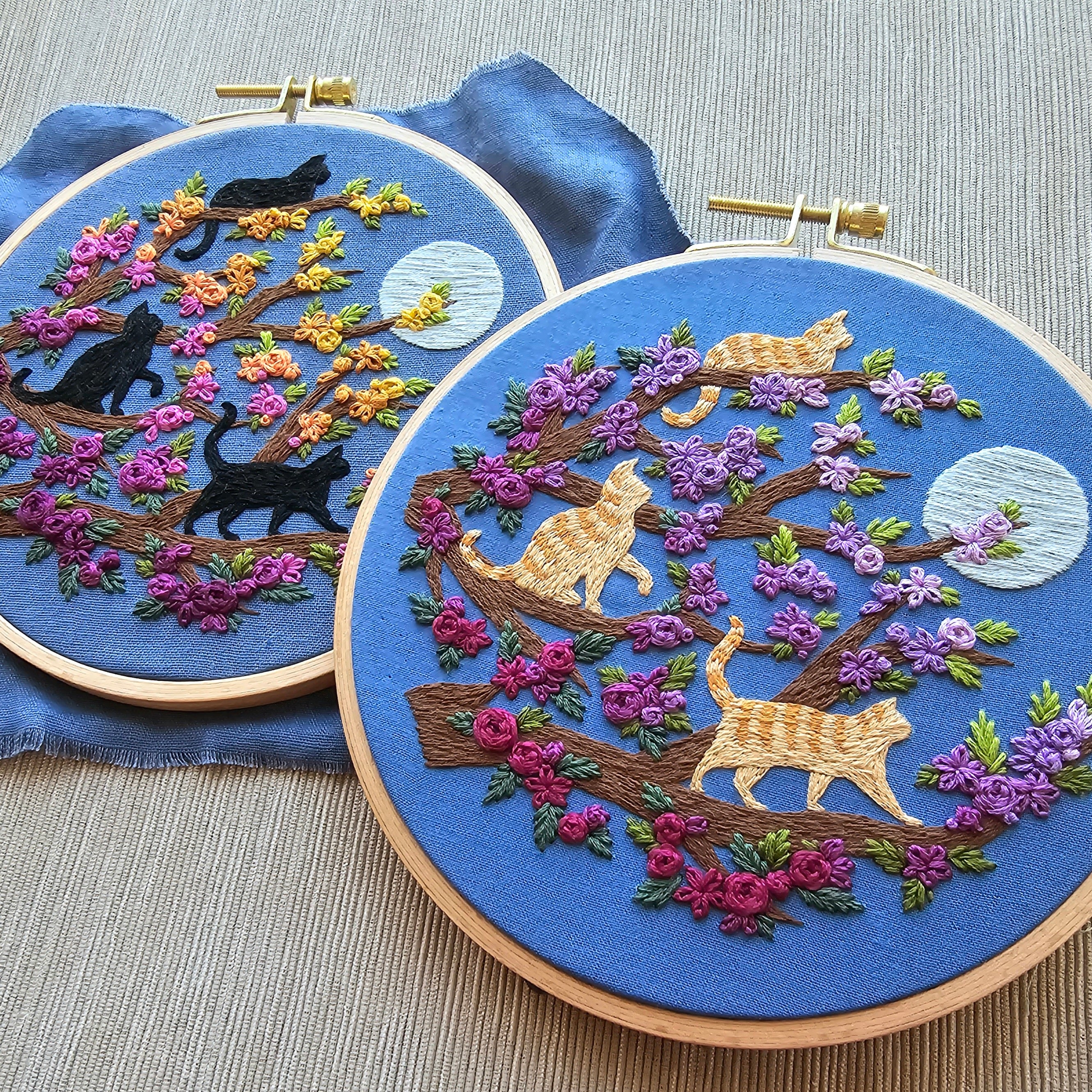 Bead embroidery kit Cat walk at sunset needlework kit Art canvas