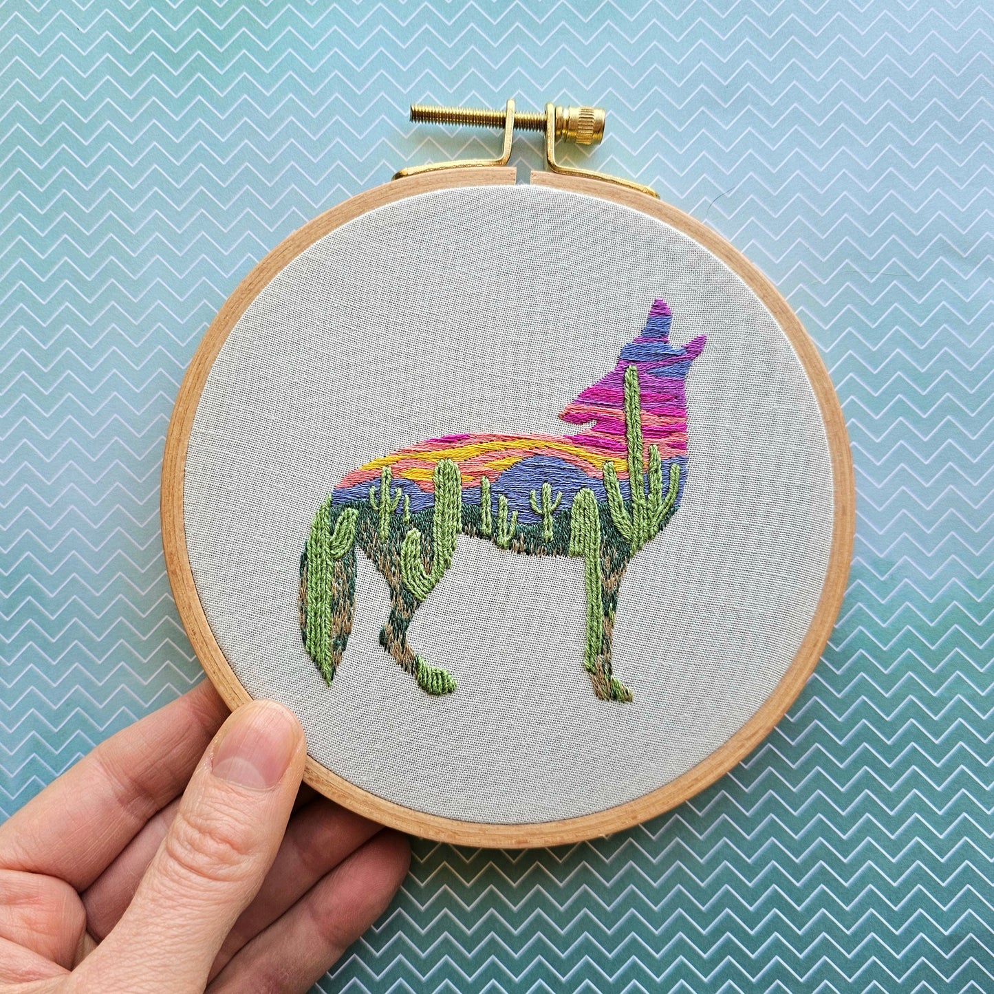 Desert Coyote Embroidery Kit