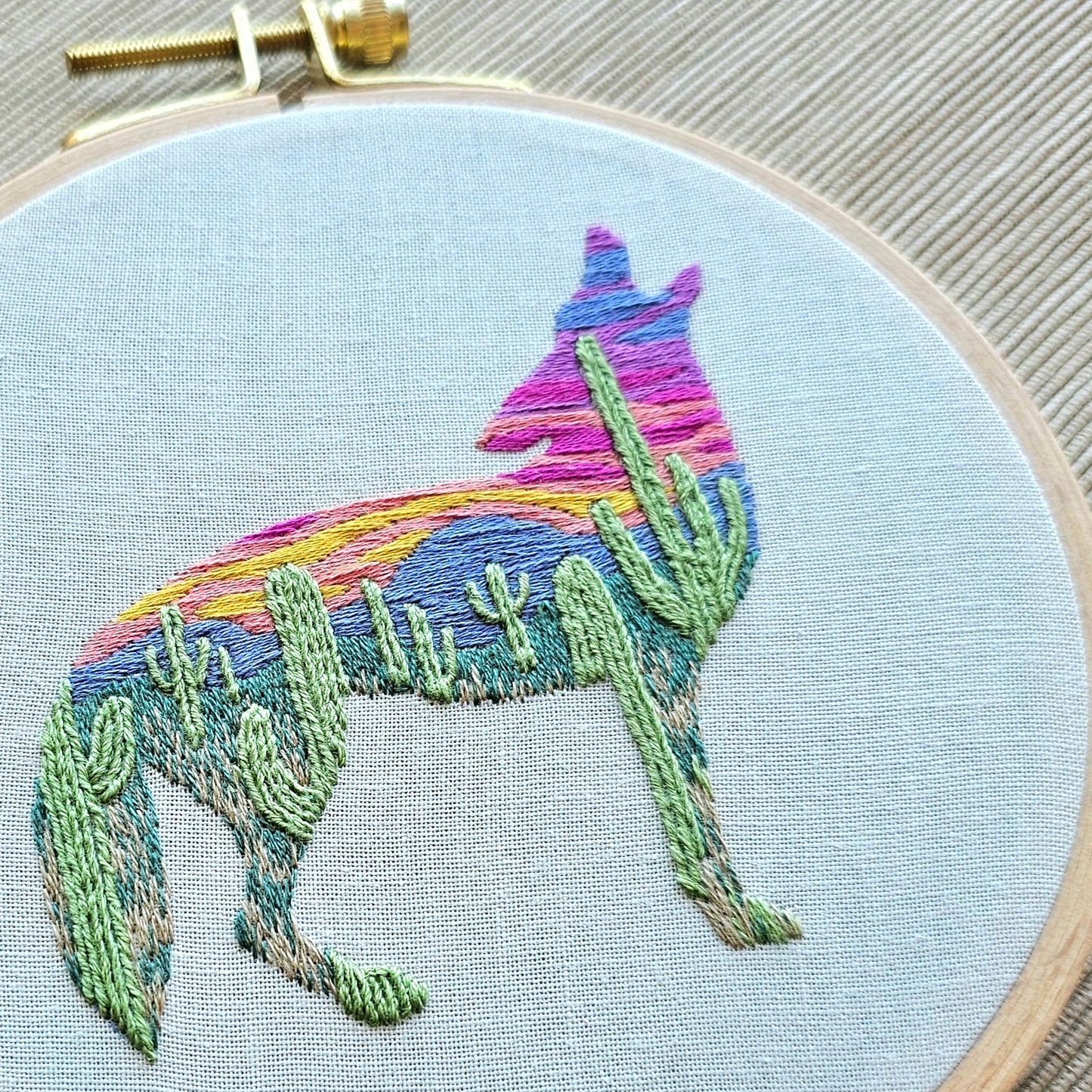 Desert Coyote Embroidery Kit