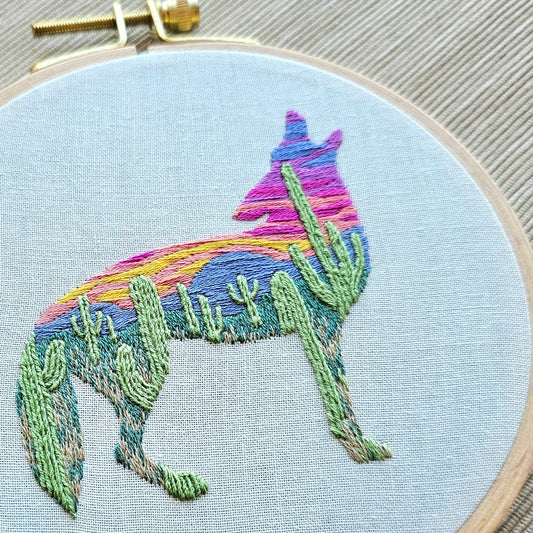 Desert Coyote Embroidery Kit