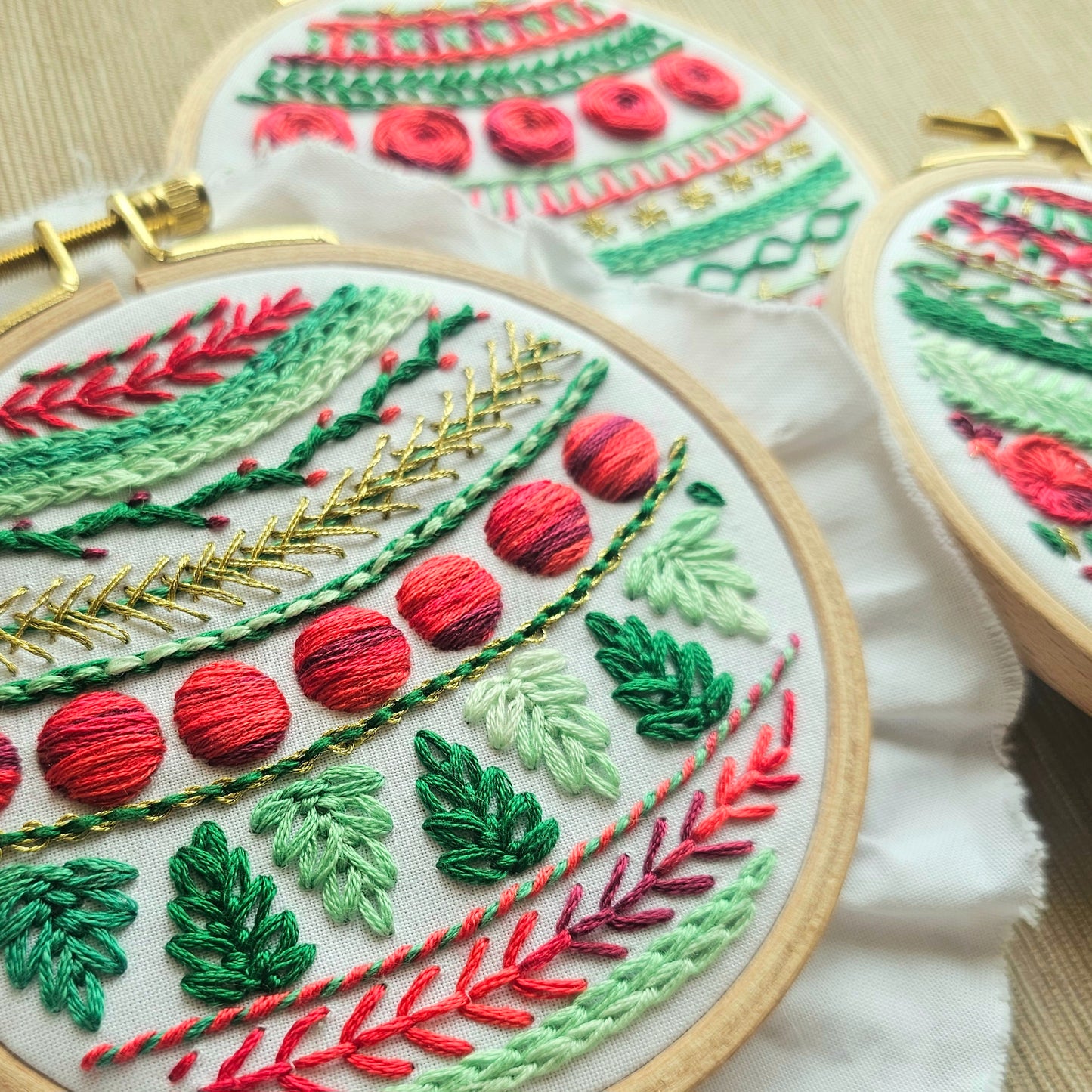 Deck the Halls Ornament Trio Embroidery Pattern (PDF)