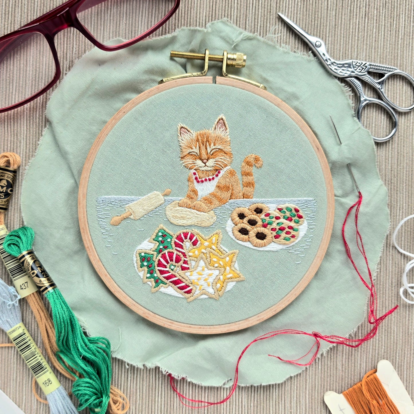 Christmas Cookie Cat Embroidery Pattern (PDF)