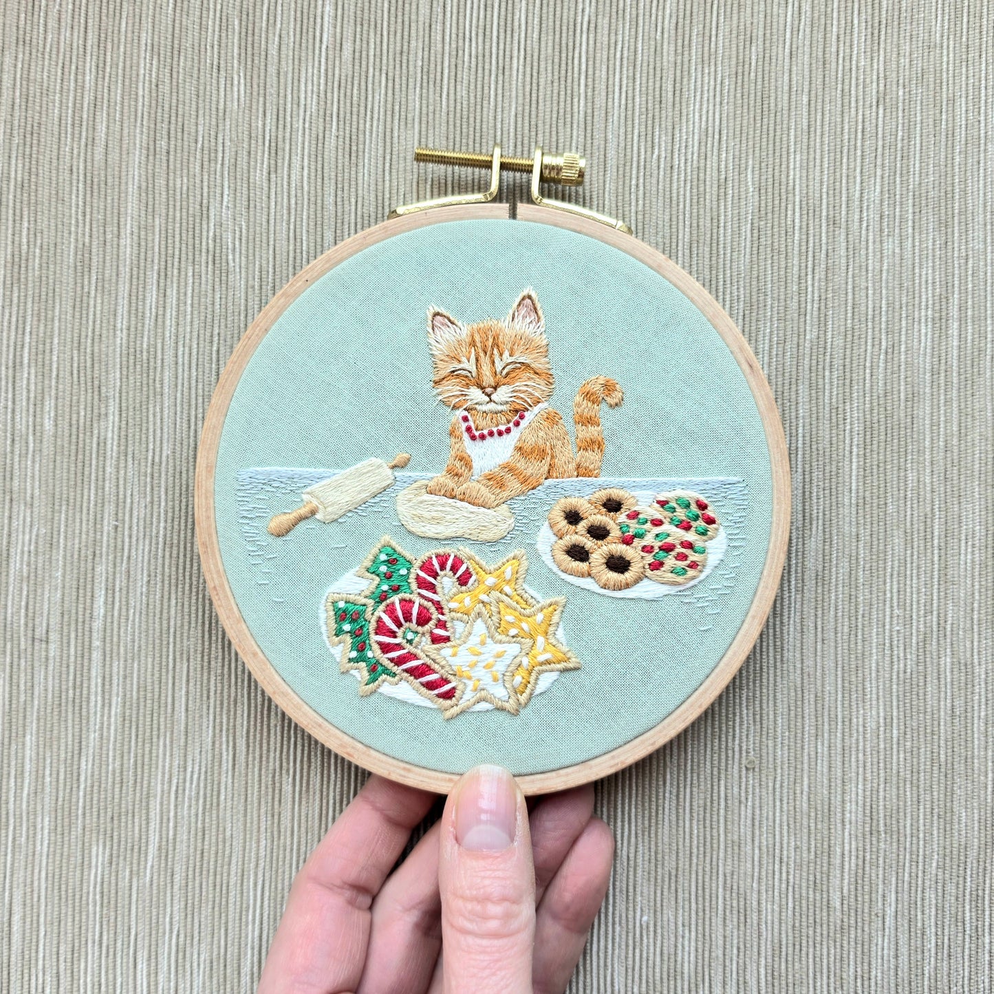 Christmas Cookie Cat Embroidery Pattern (PDF)