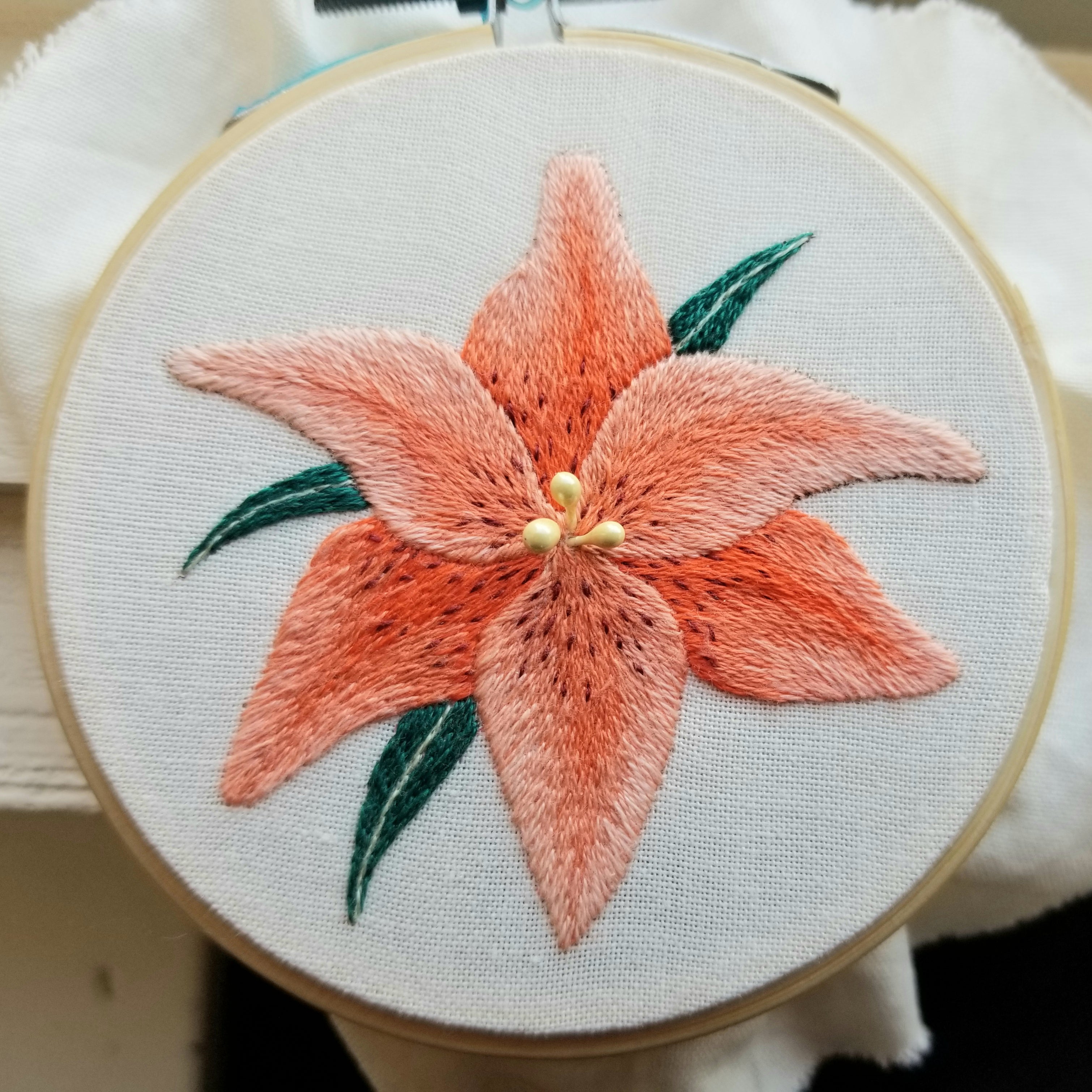 Flower Easter Lily Embroidery Design to do by Hand with Lovely Silk Threads  - Vintage Crafts and More