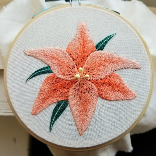 Orange Lily Embroidery Pattern (PDF)