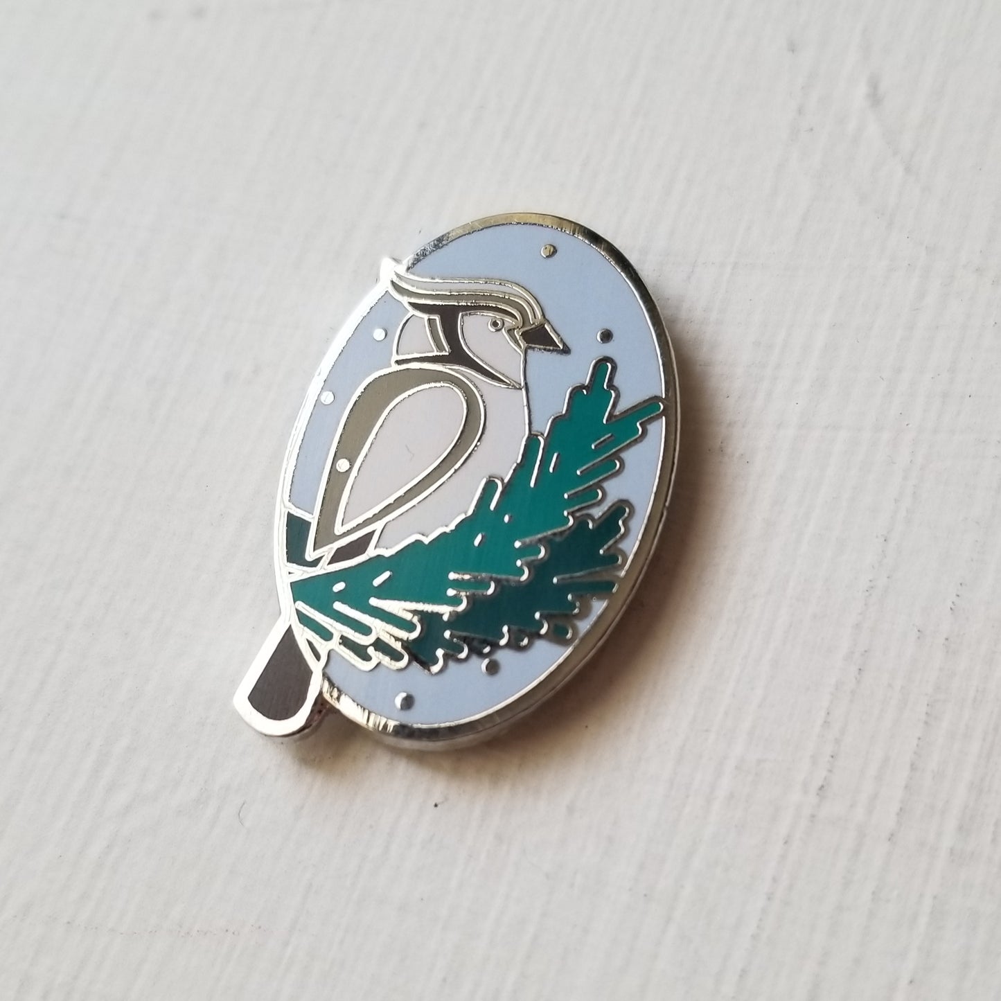 Winter Bird Enamel Needle Minder