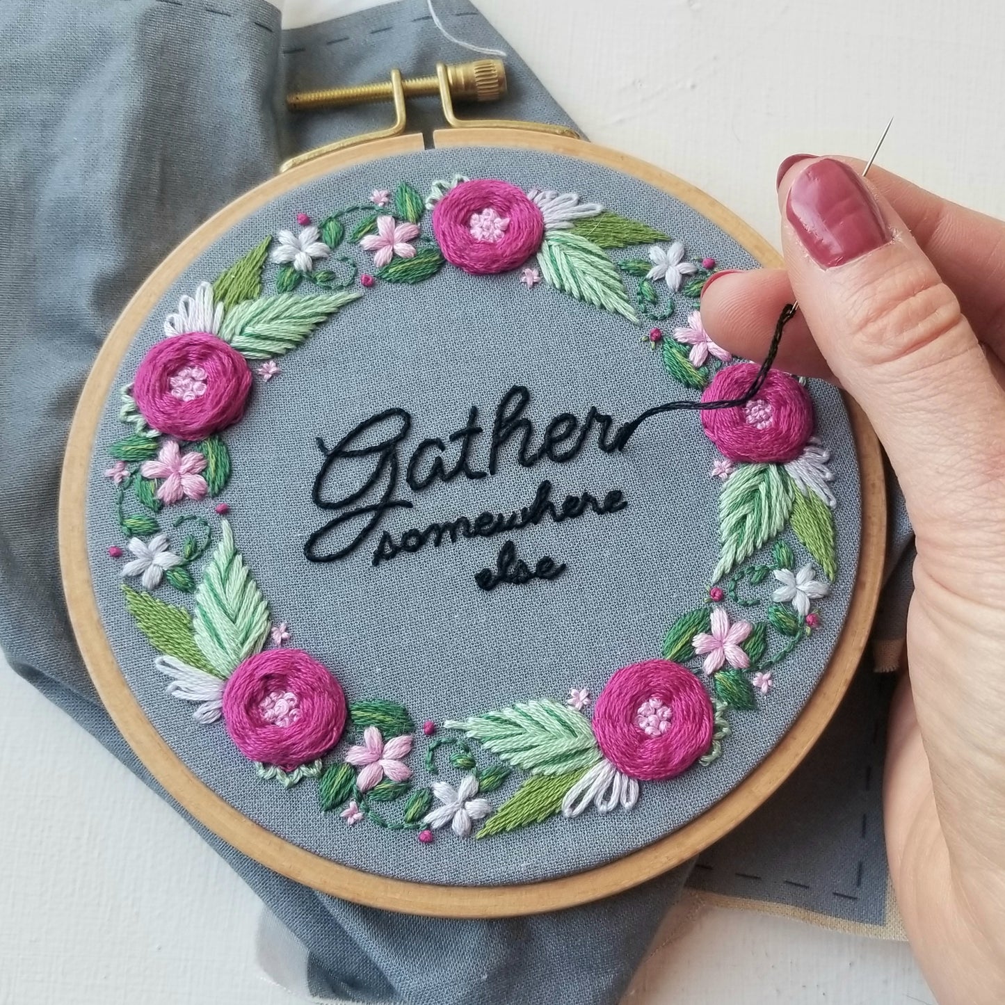 "Gather...somewhere else" Embroidery Kit