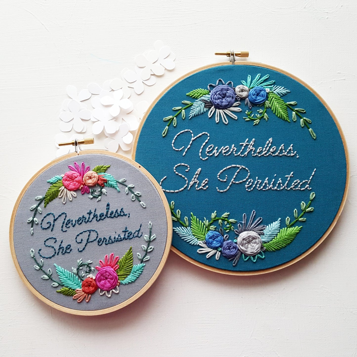 "We Can Do Hard Things" & "Nevertheless, She Persisted" Embroidery Patterns (PDF)