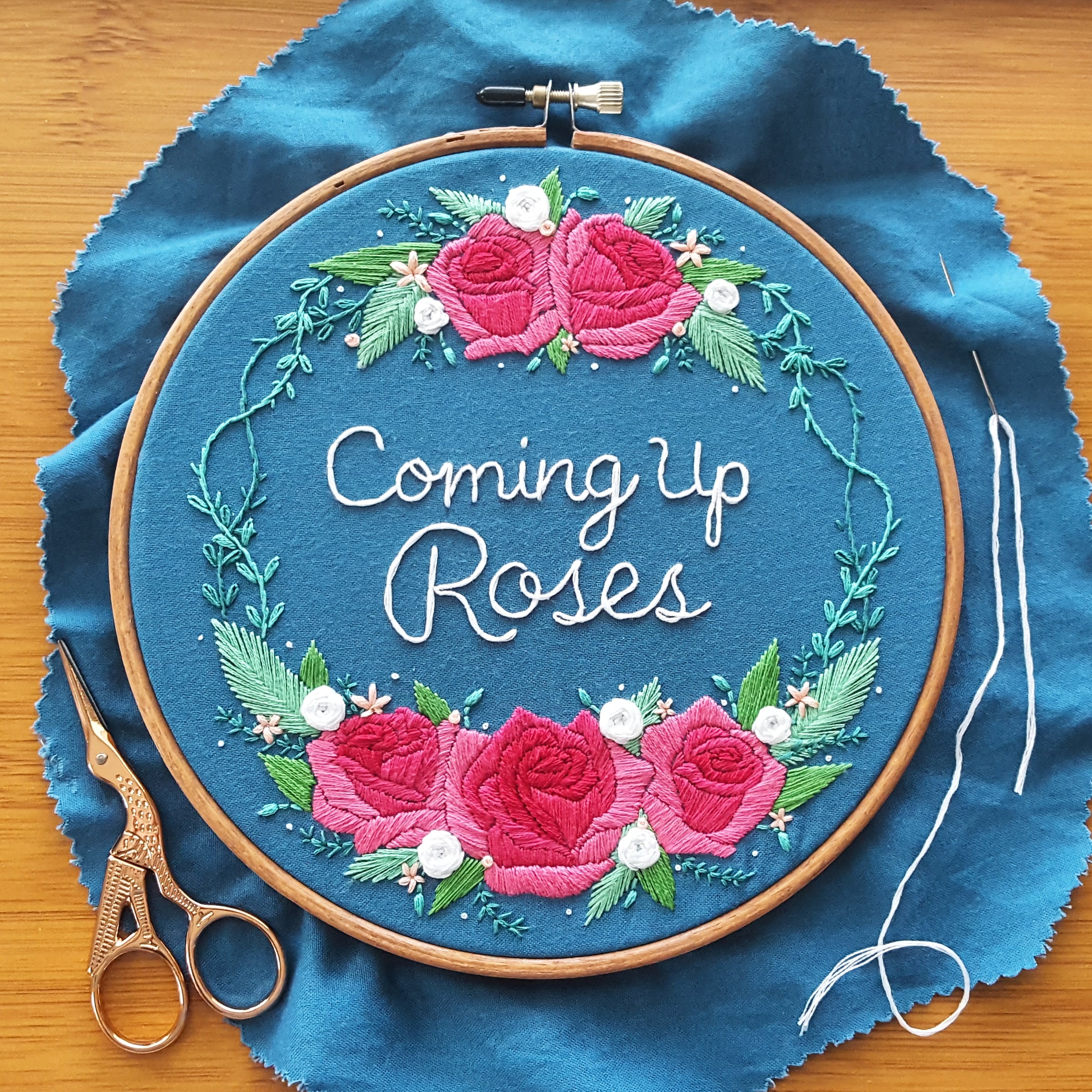 Satin Rose Wreath Embroidery Pattern (PDF) – Jessica Long Embroidery