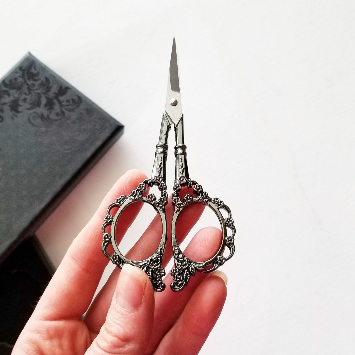 Silver and Black Embroidery Scissor Gift Set