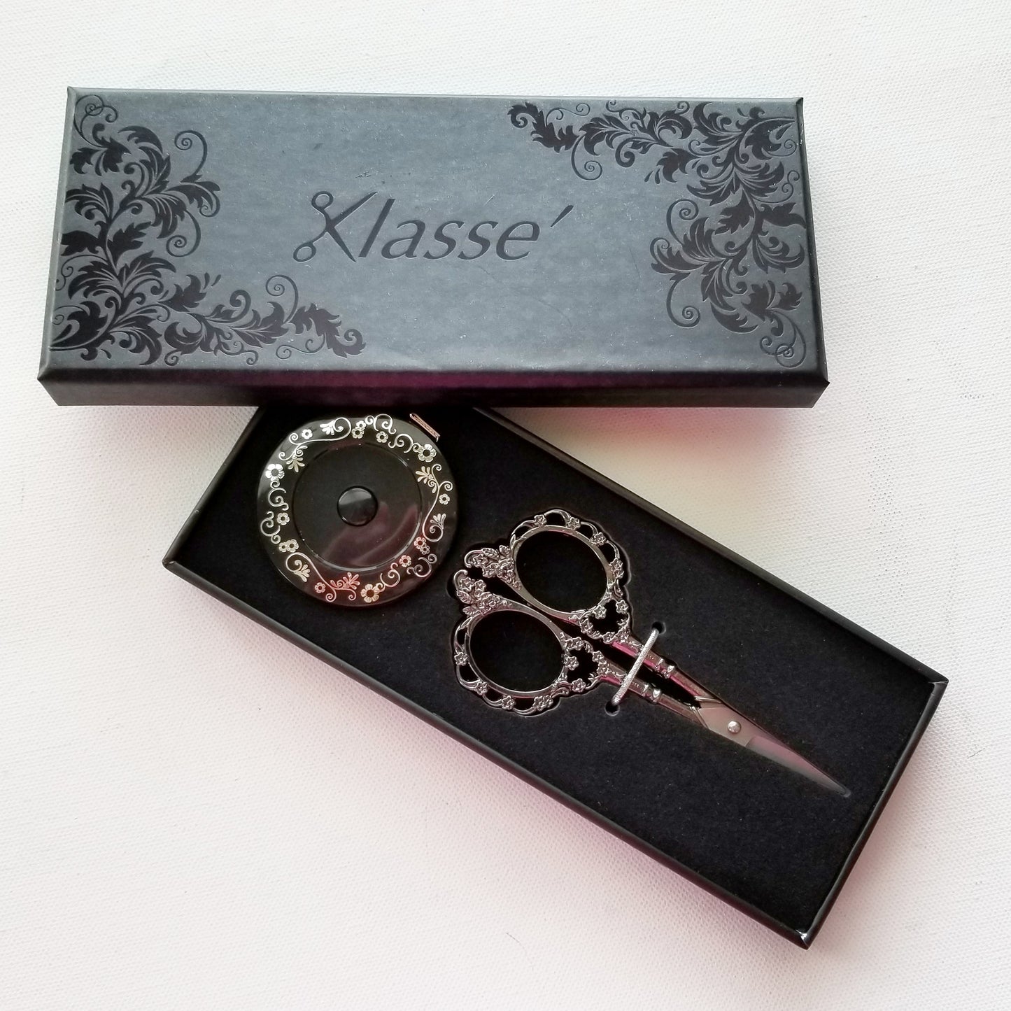 Silver and Black Embroidery Scissor Gift Set