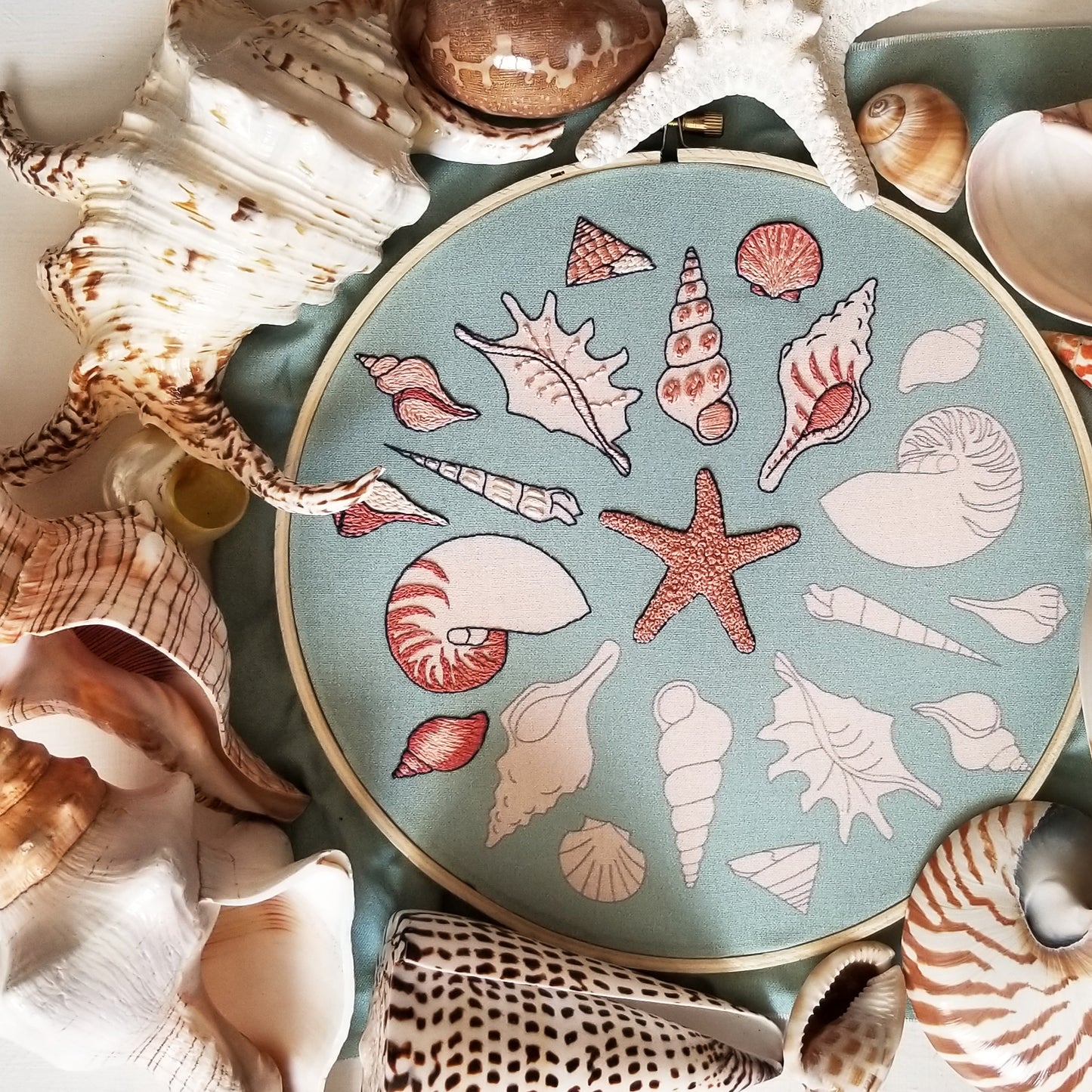 She Sews Seashells Embroidery Pattern (PDF)
