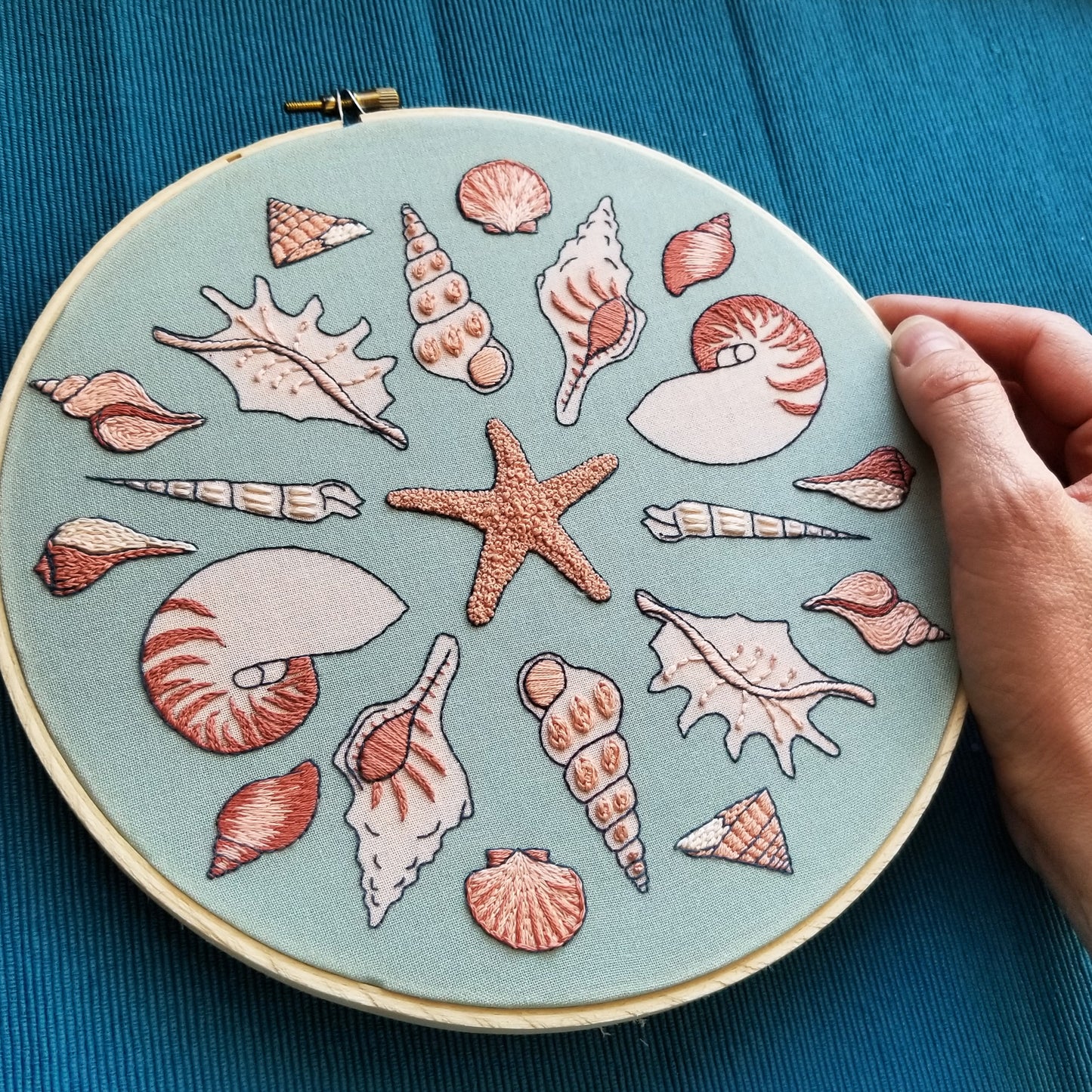 She Sews Seashells Printed Fabric