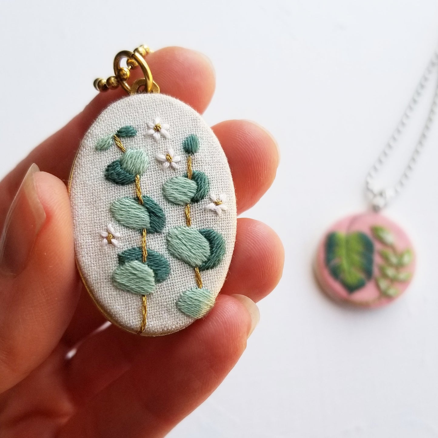 DIY Hand Embroidered Jewelry Kit: Eucalyptus