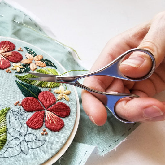 Silver Hand Embroidery Scissors with Teardrop Handles