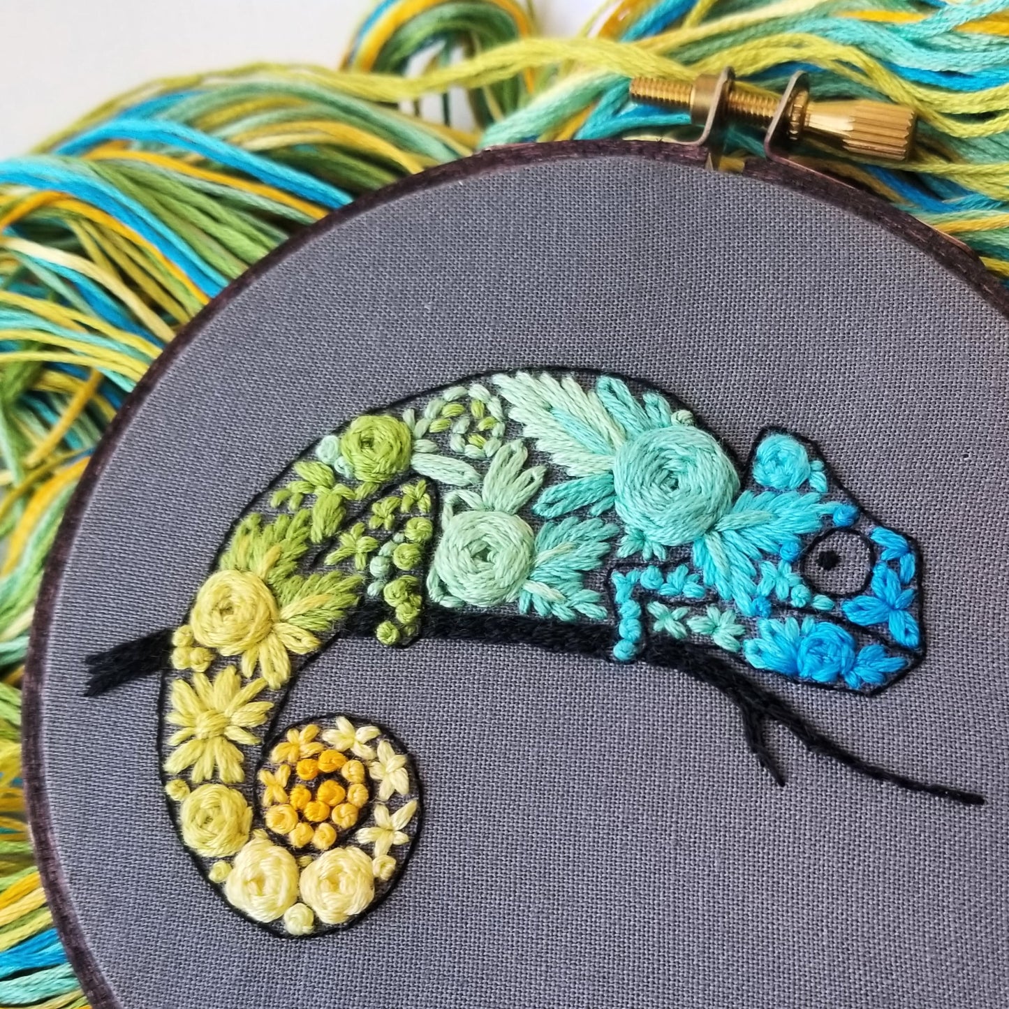 Chameleon Embroidery Pattern (PDF)
