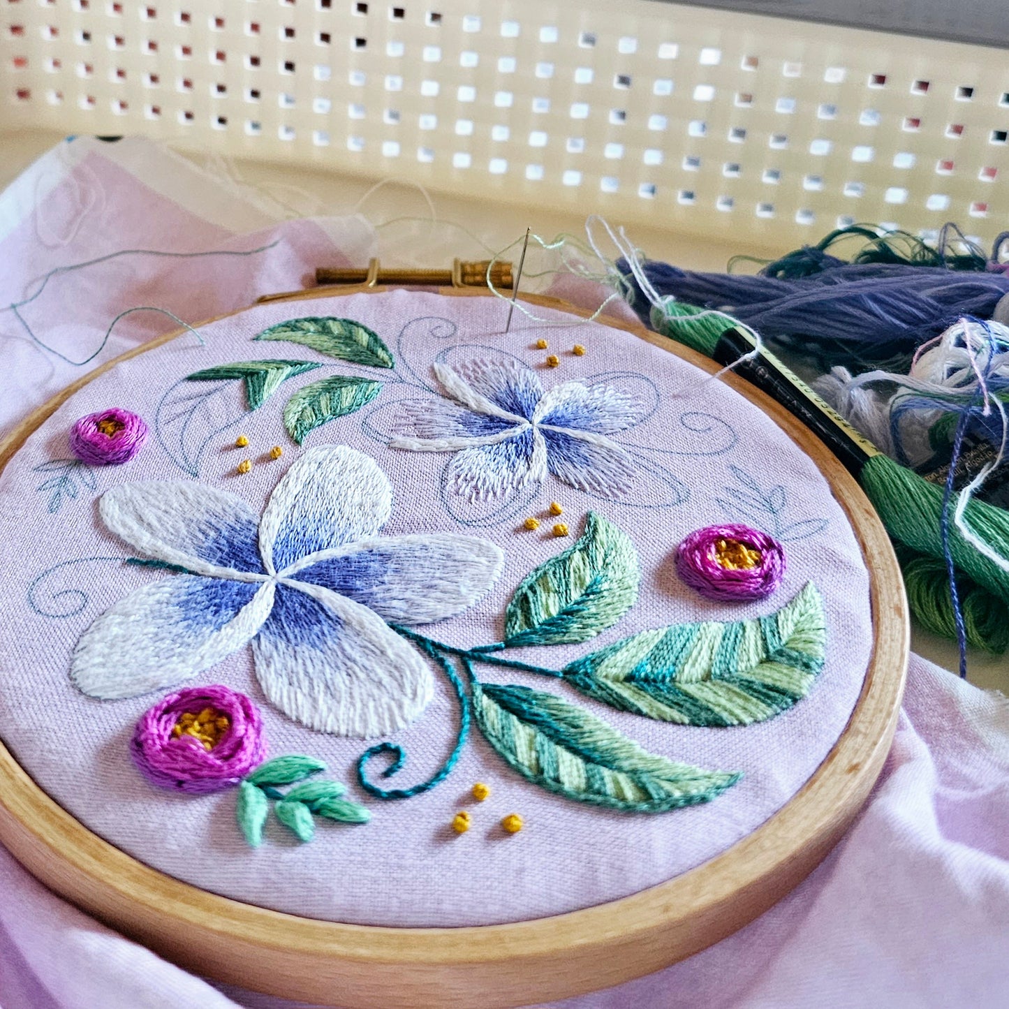 Plumeria Embroidery Pattern (PDF)