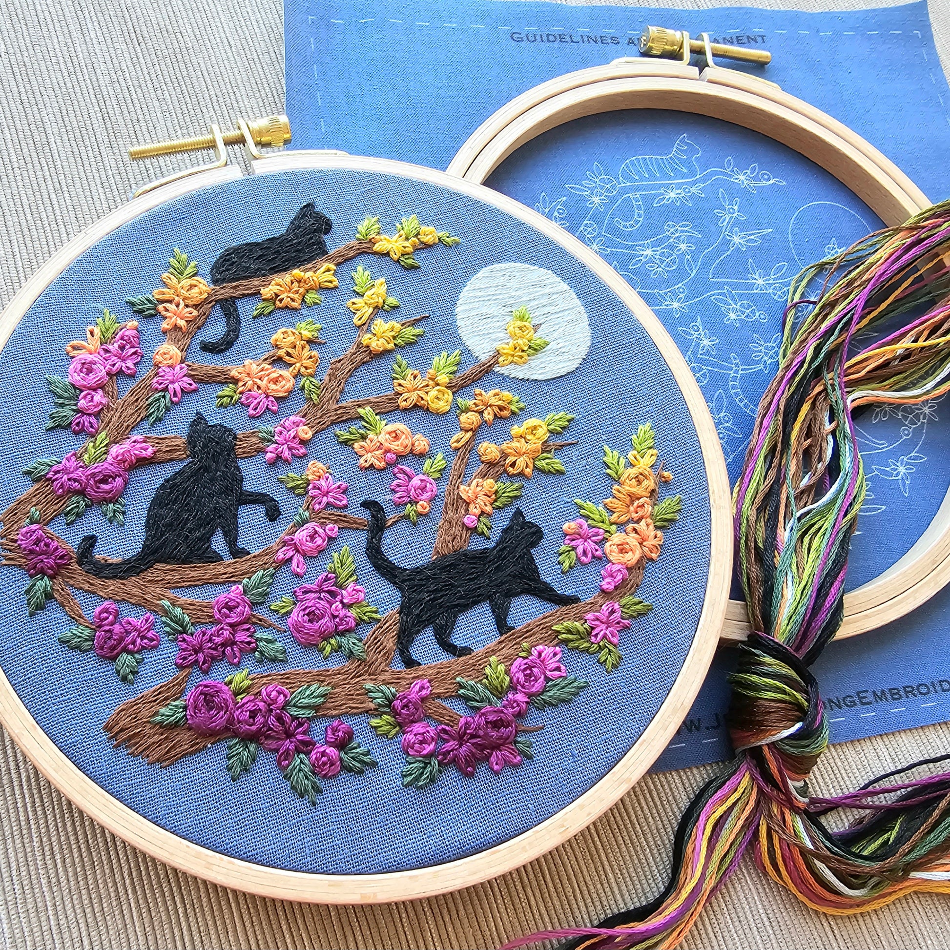 Bead embroidery kit Cat walk at sunset needlework kit Art canvas