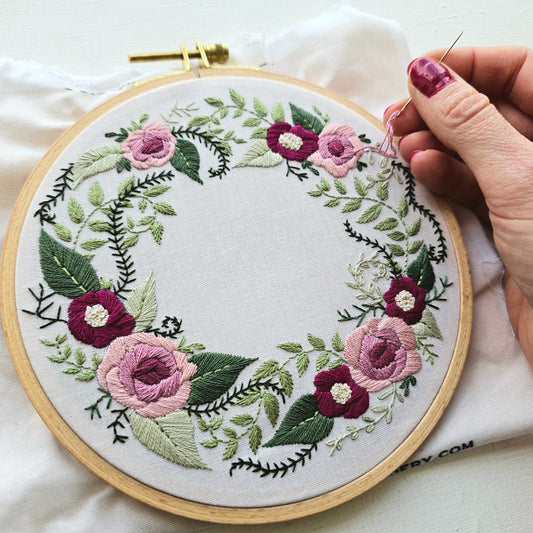 Floral Wreath Embroidery Pattern (PDF)