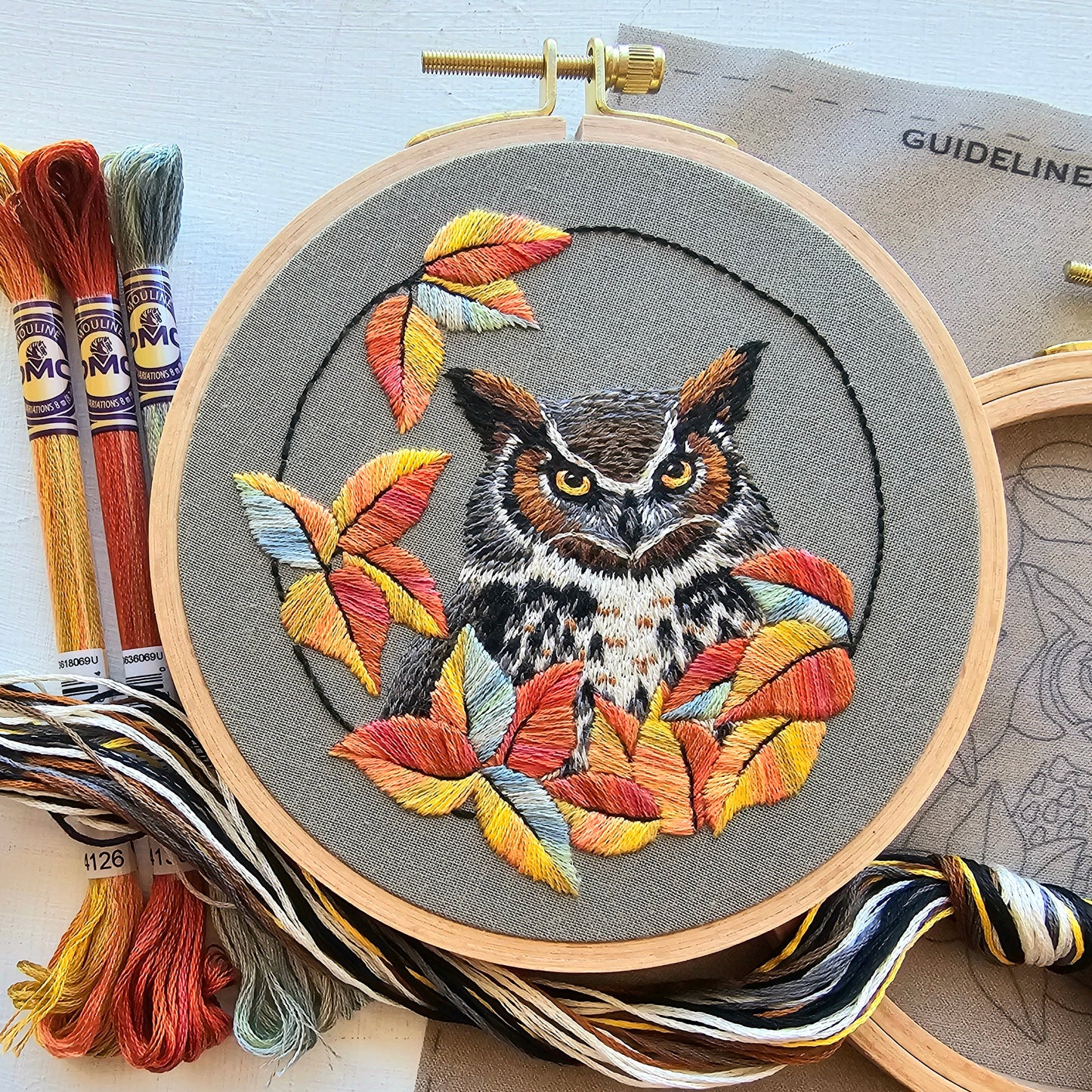 Great Horned Owl Embroidery Kit