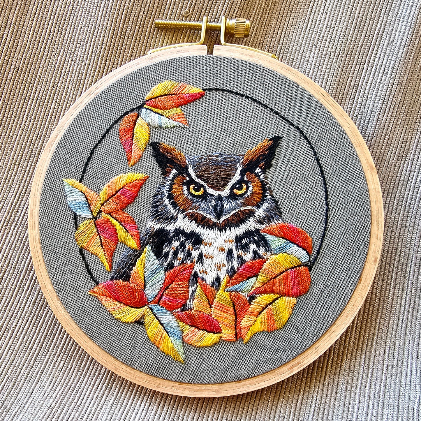 Great Horned Owl Printed Fabric