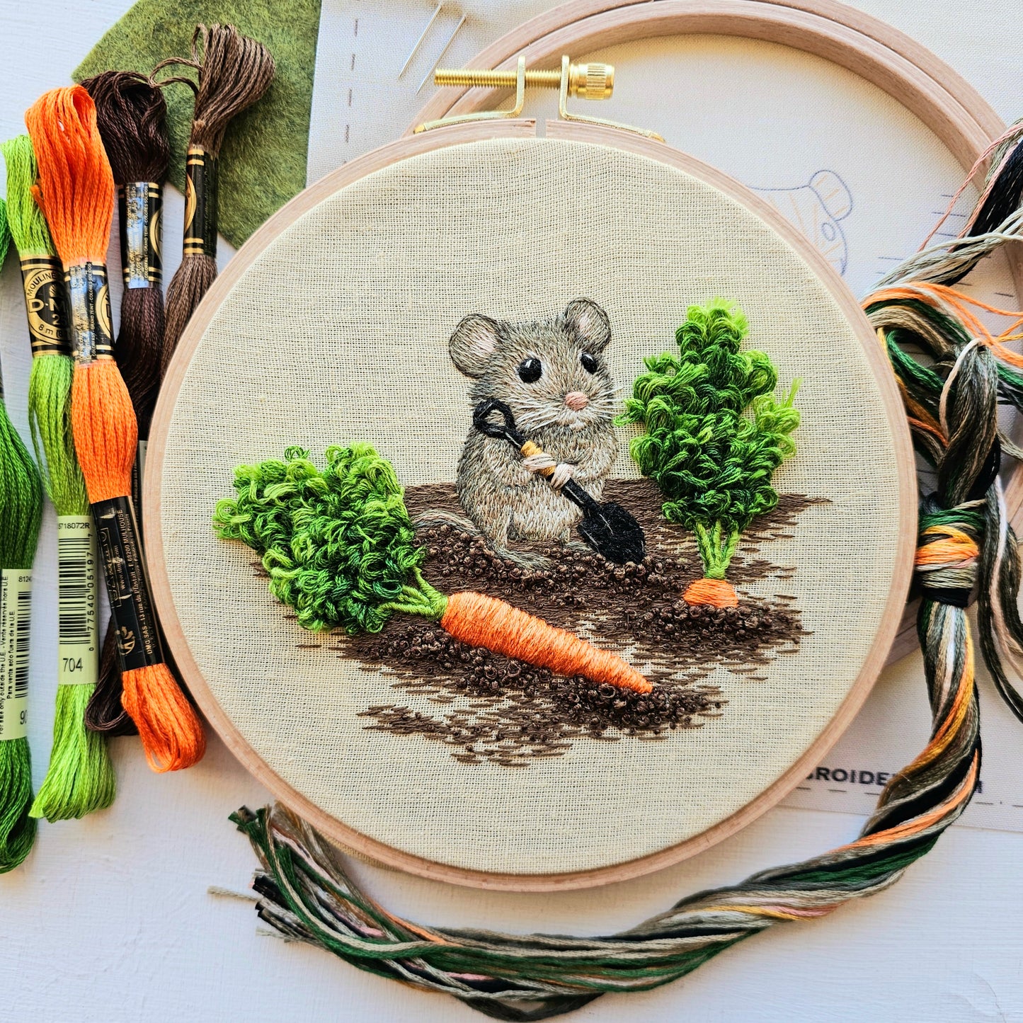 Garden Mouse Embroidery Kit