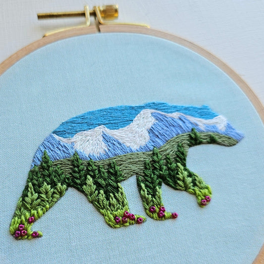 Mountain Bear Printed Fabric