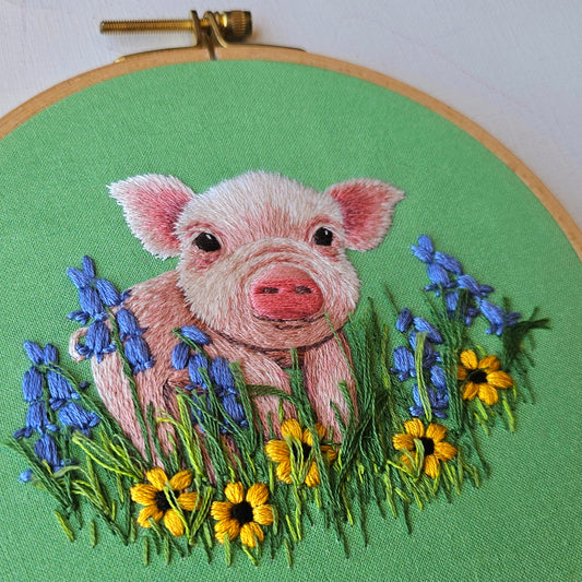 Posing Piglet Printed Fabric