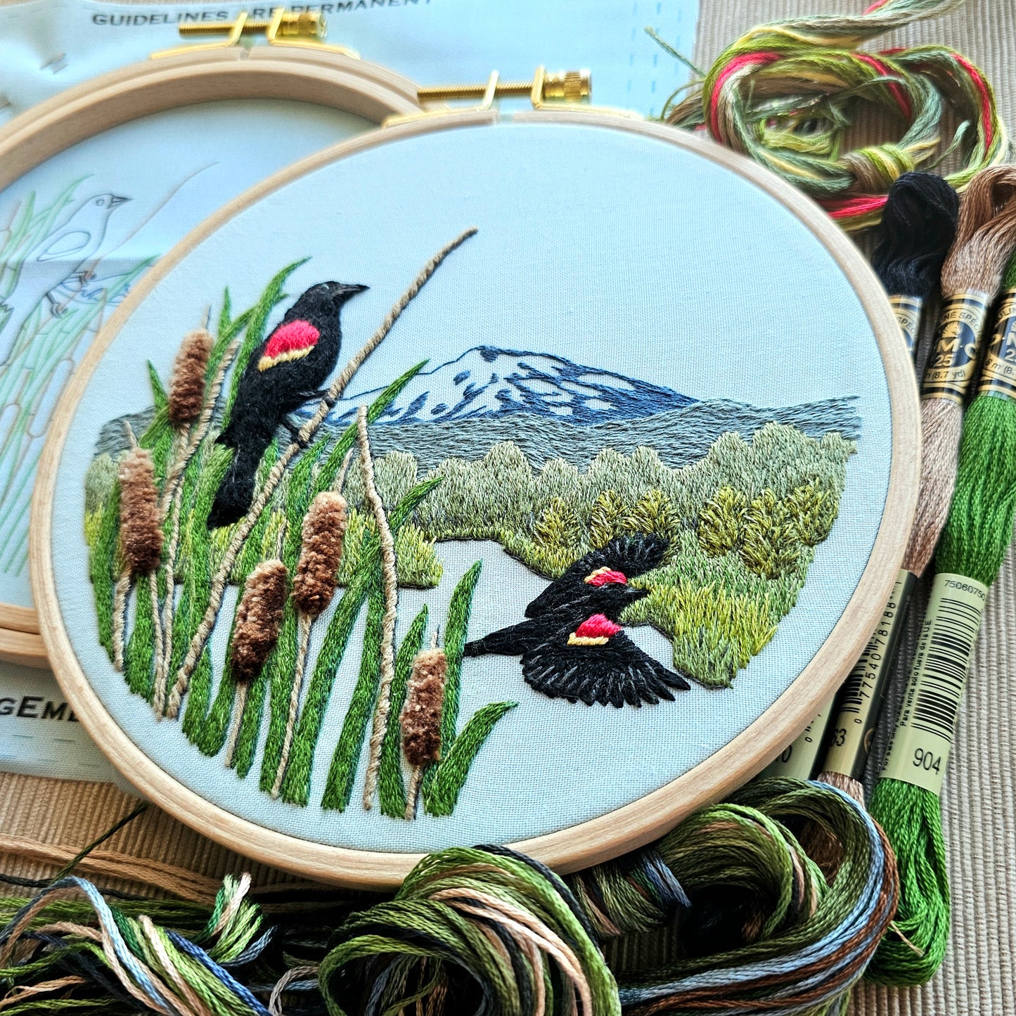 Red-Winged Blackbird Embroidery Kit
