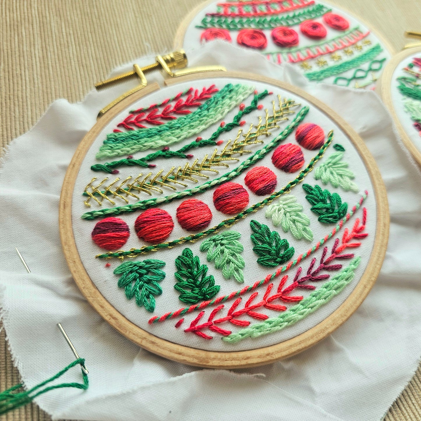 Deck the Halls Ornament Trio Embroidery Pattern (PDF)