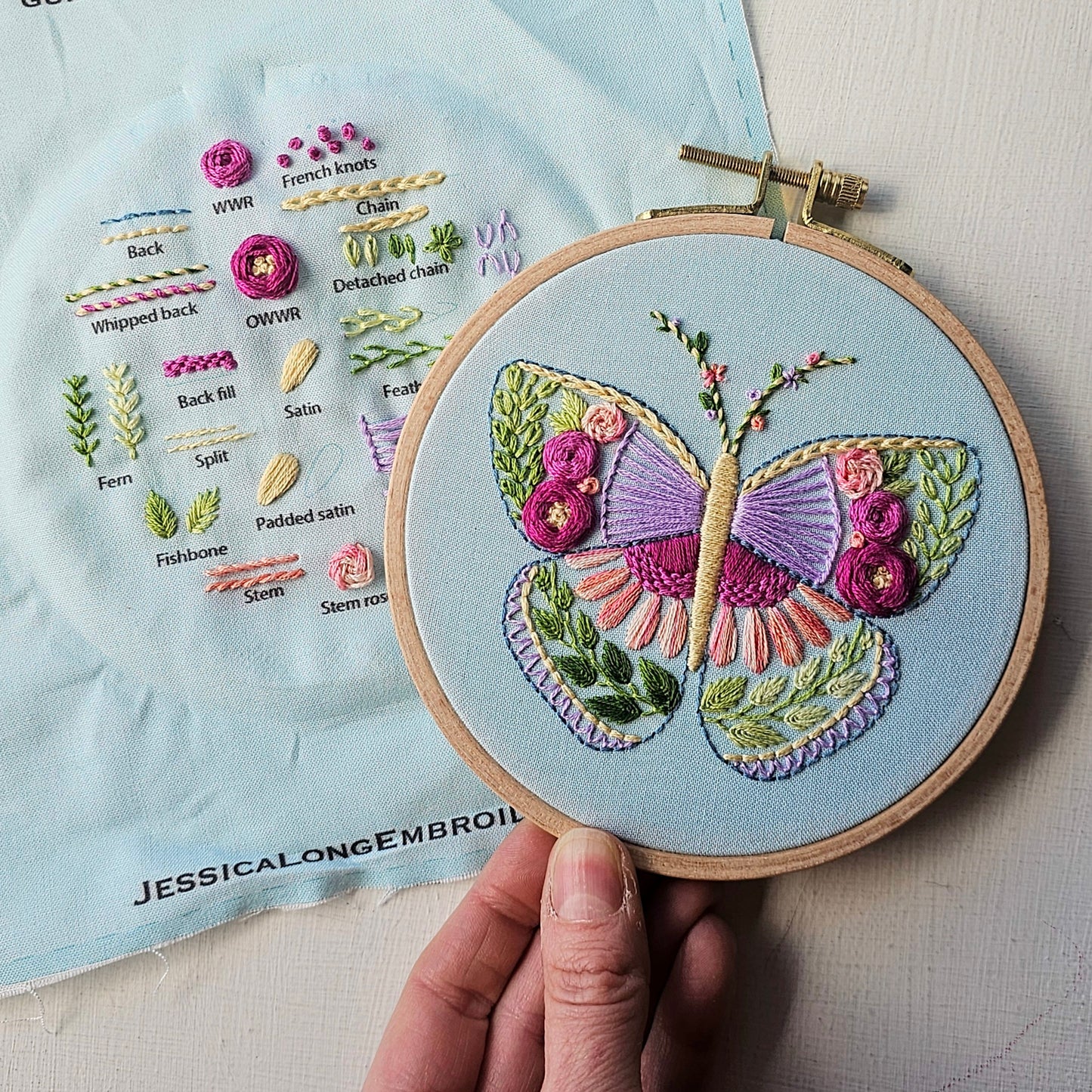 Beginner Butterfly Sampler Embroidery Pattern (PDF)