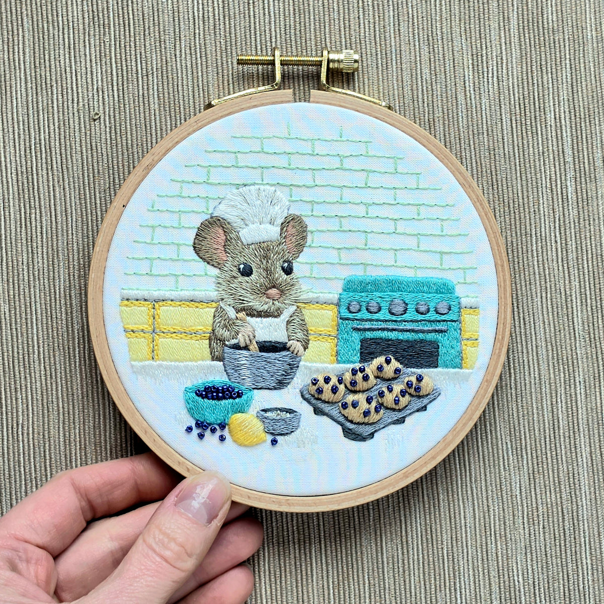 The Muffin Mouse Printed Fabric (sized for a 5 inch hoop)