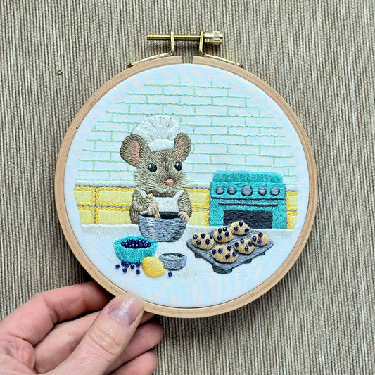 The Muffin Mouse Printed Fabric (sized for a 5 inch hoop)
