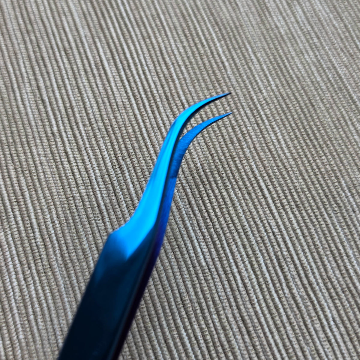 Blue Curved-Tip Embroidery Tweezers