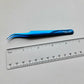 Blue Curved-Tip Embroidery Tweezers