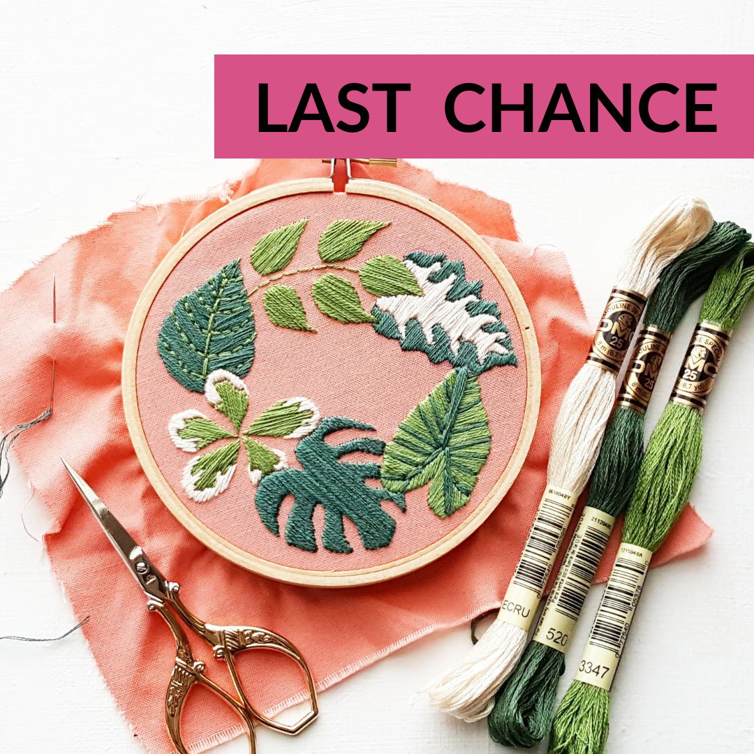 Tropical Plants Hand Embroidery Pattern and Kit