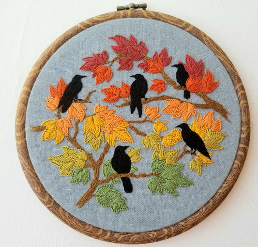 Autumn Birds Printed Fabric