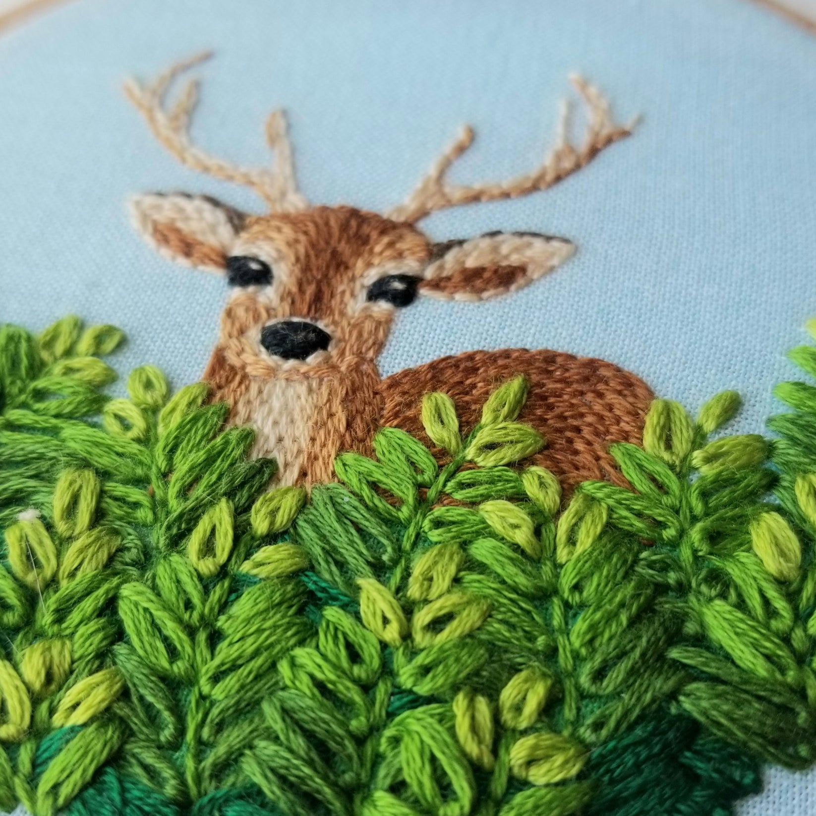 Wild Fern Deer Embroidery Pattern (PDF) Jessica Long Embroidery
