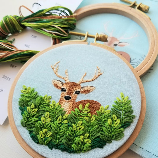 Wild Fern Deer Embroidery Kit