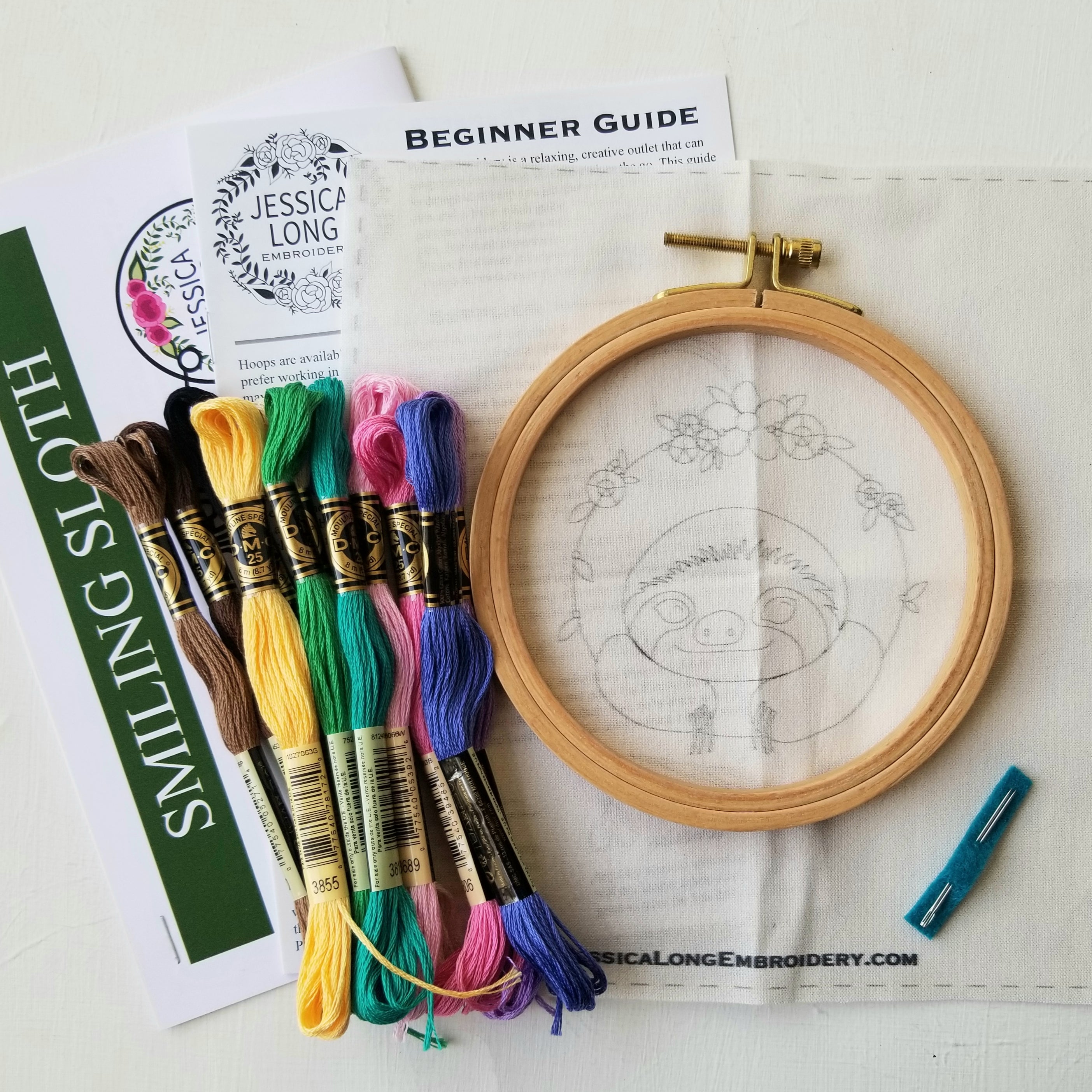 Smiling Sloth Embroidery Kit – Jessica Long Embroidery