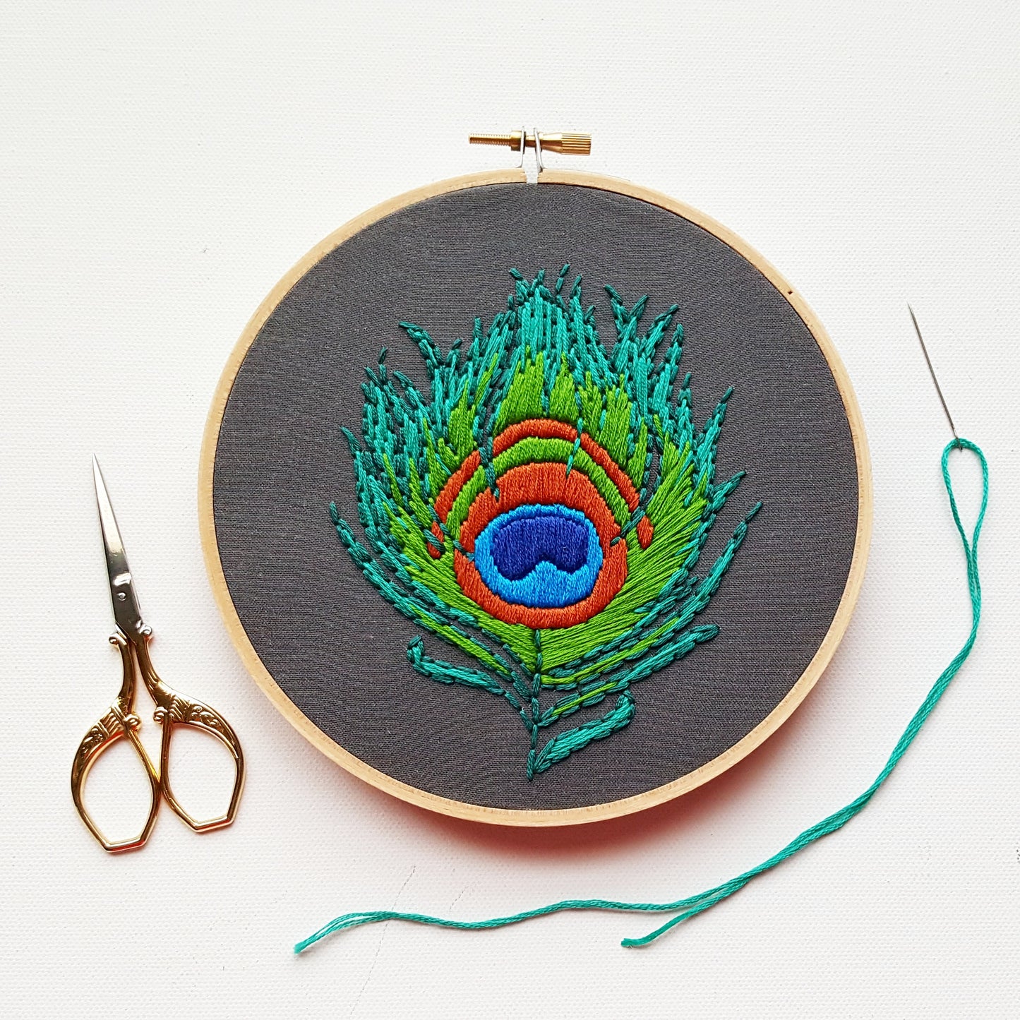 Peacock Feather Embroidery Pattern  (PDF)