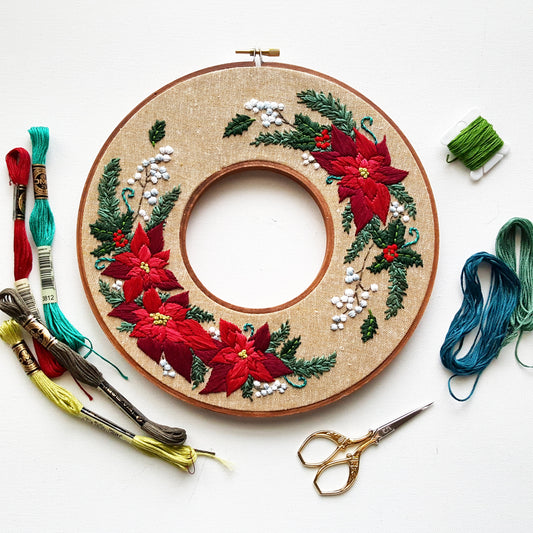 Whimsical Floral Wreath Embroidery Kit, CraftsPal