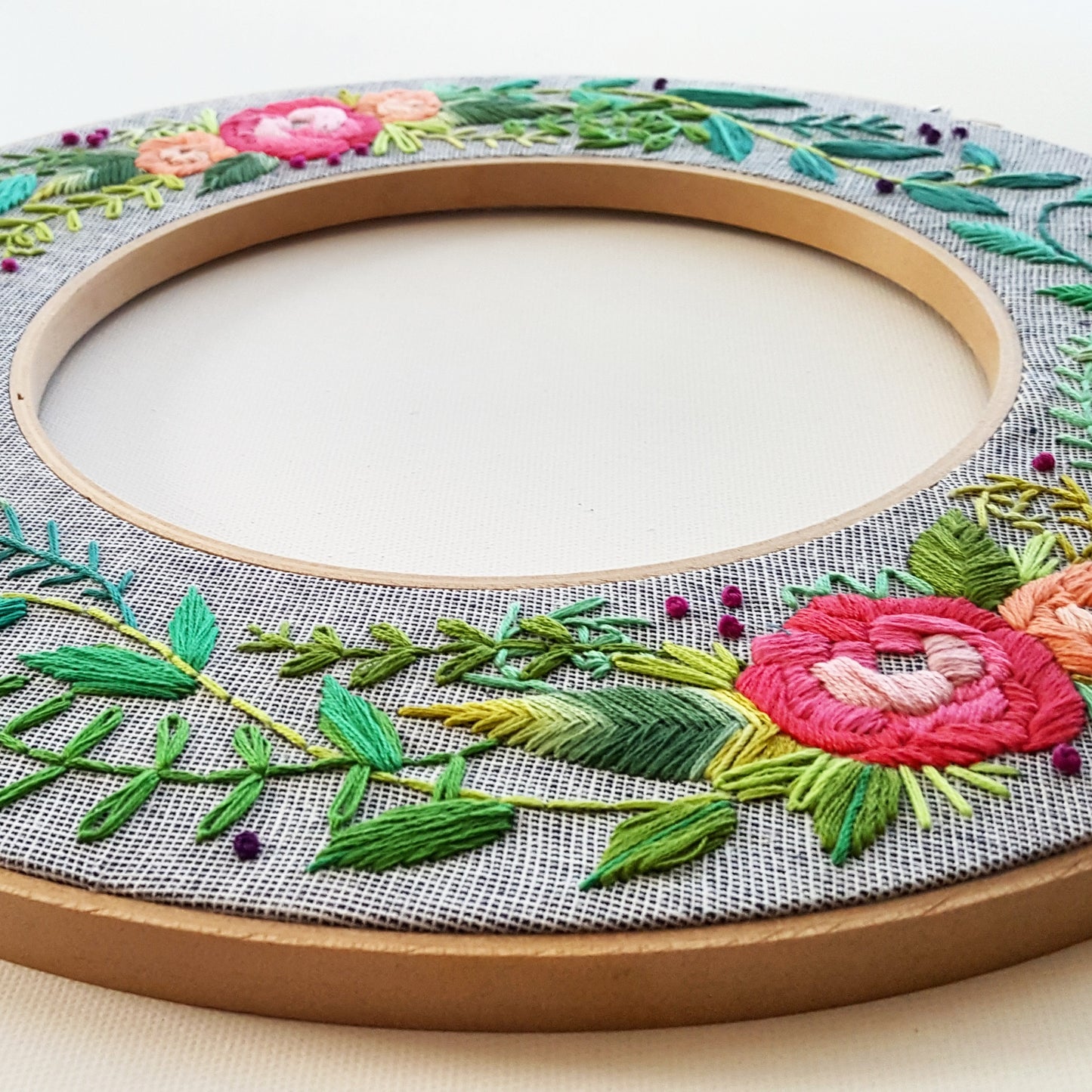 Rainbow Roses Double Hoop Embroidery Pattern (PDF)