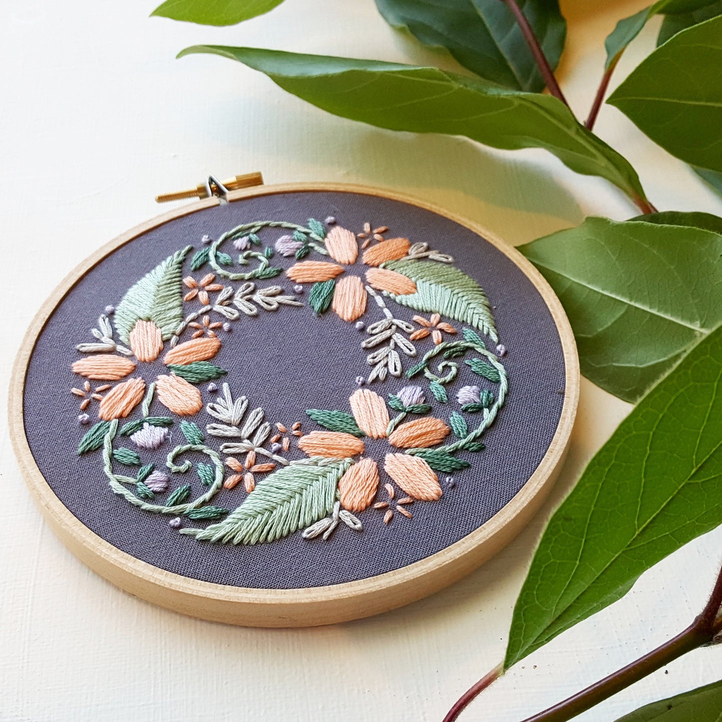 Floral Wreath Beginner Embroidery Pattern (PDF)