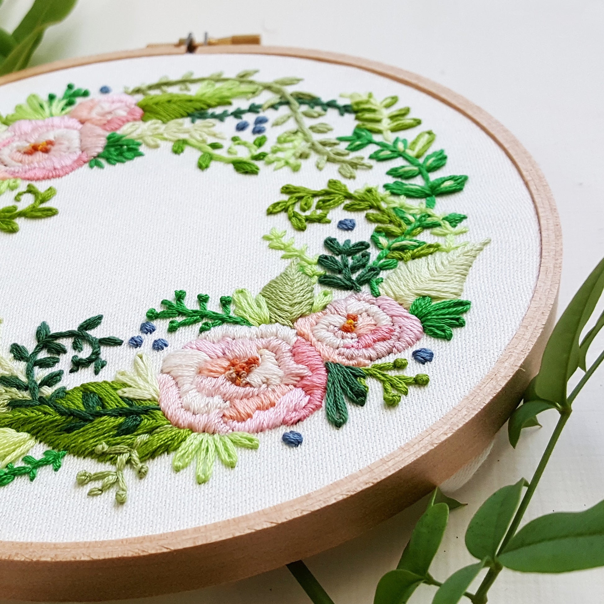 White And Pink Roses Embroidery Template For Design Of Clothes