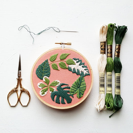 Tropical Plants Hand Embroidery Pattern and Kit