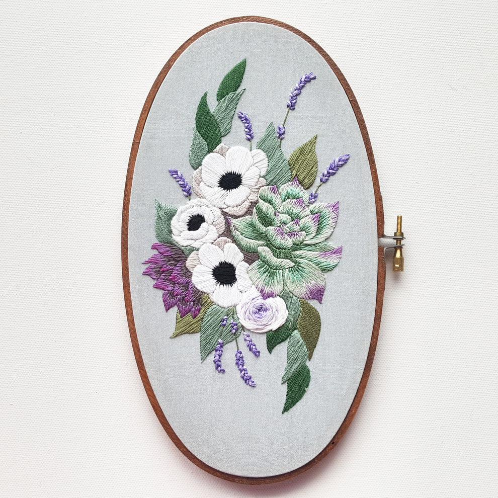 Anemones and Succulents Embroidery Pattern (PDF) – Jessica Long Embroidery