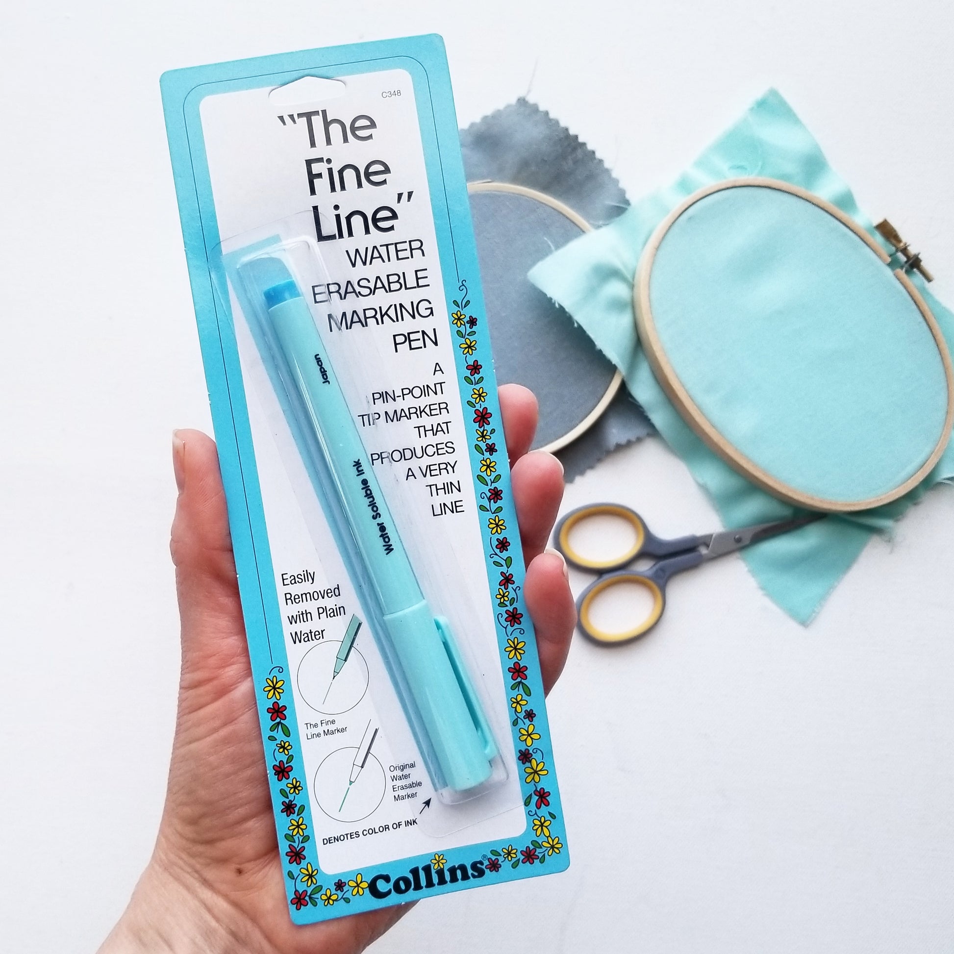 Sew Easy Blue Wipe Off Fine Line Fabric Marker Pen