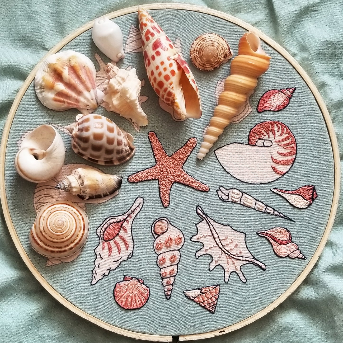 She Sews Seashells Embroidery Pattern (PDF)