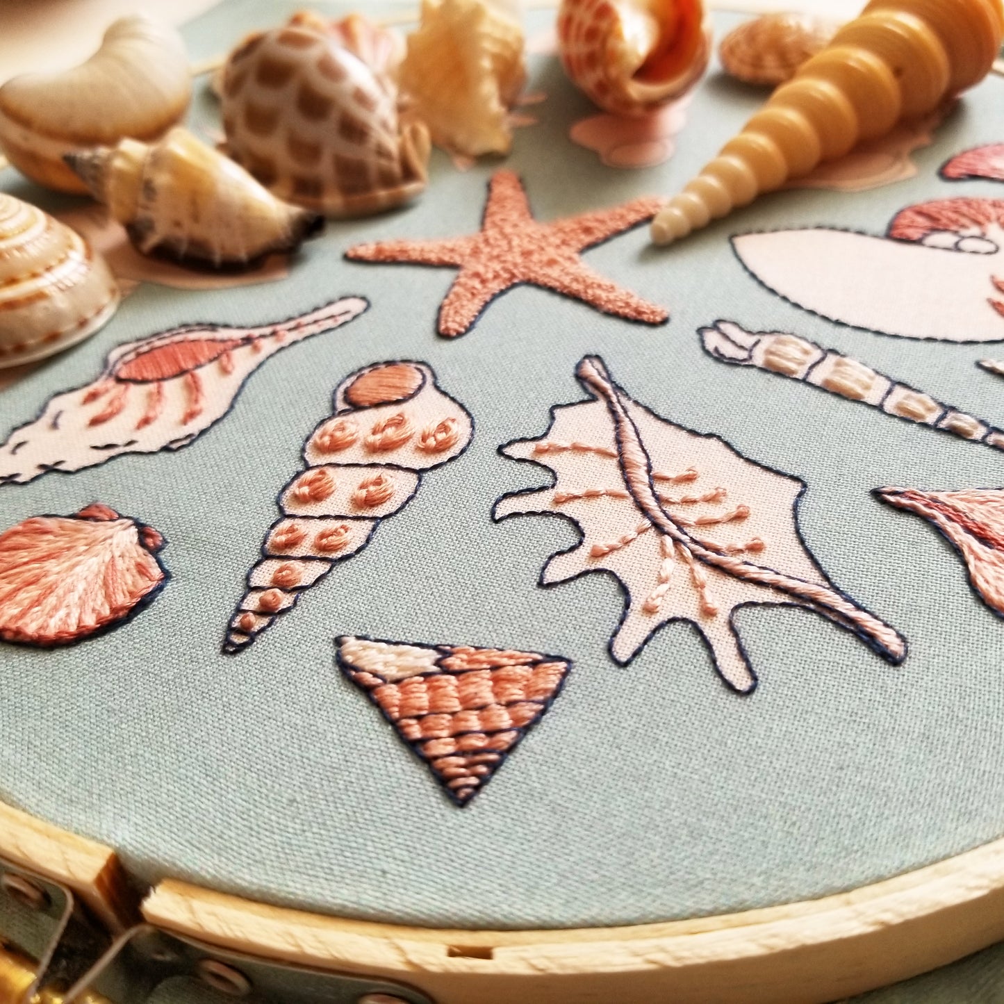 She Sews Seashells Embroidery Pattern (PDF)
